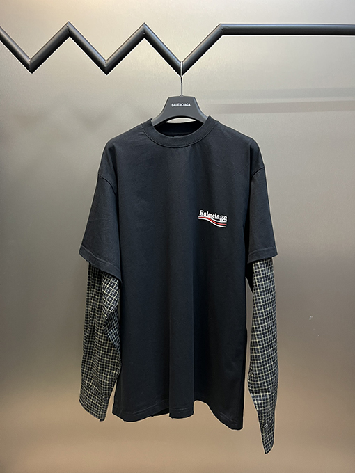 バレンシアガ 長袖 Tシャツ スーパーコピー BALENCIAGA 刺繍コーラーパッチワークユニークなアイテム