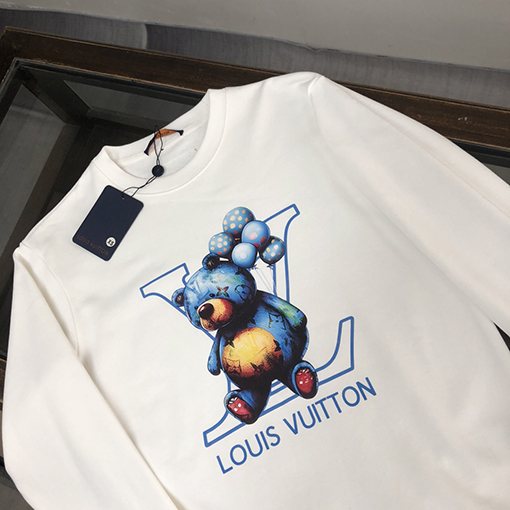ヴィトン スウェットTシャツ Louis Vuitton スーパーコピー 小熊モノグラム ラウンドネックフーディー