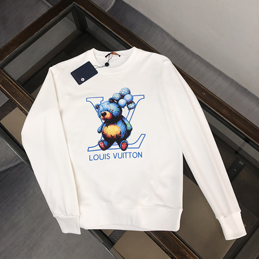 ヴィトン スウェットTシャツ Louis Vuitton スーパーコピー 小熊モノグラム ラウンドネックフーディー