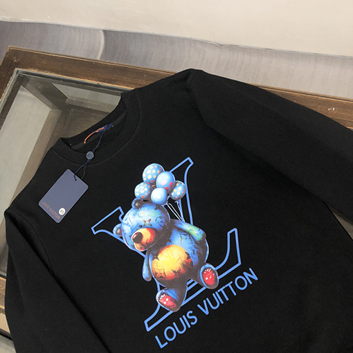 ヴィトン スウェットTシャツ Louis Vuitton スーパーコピー 小熊モノグラム ラウンドネックフーディー