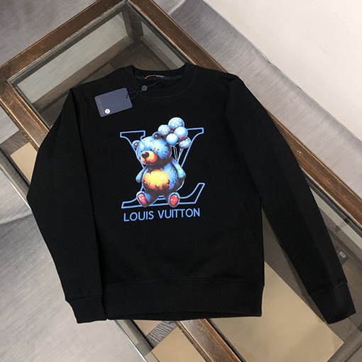 ヴィトン スウェットTシャツ Louis Vuitton スーパーコピー 小熊モノグラム ラウンドネックフーディー