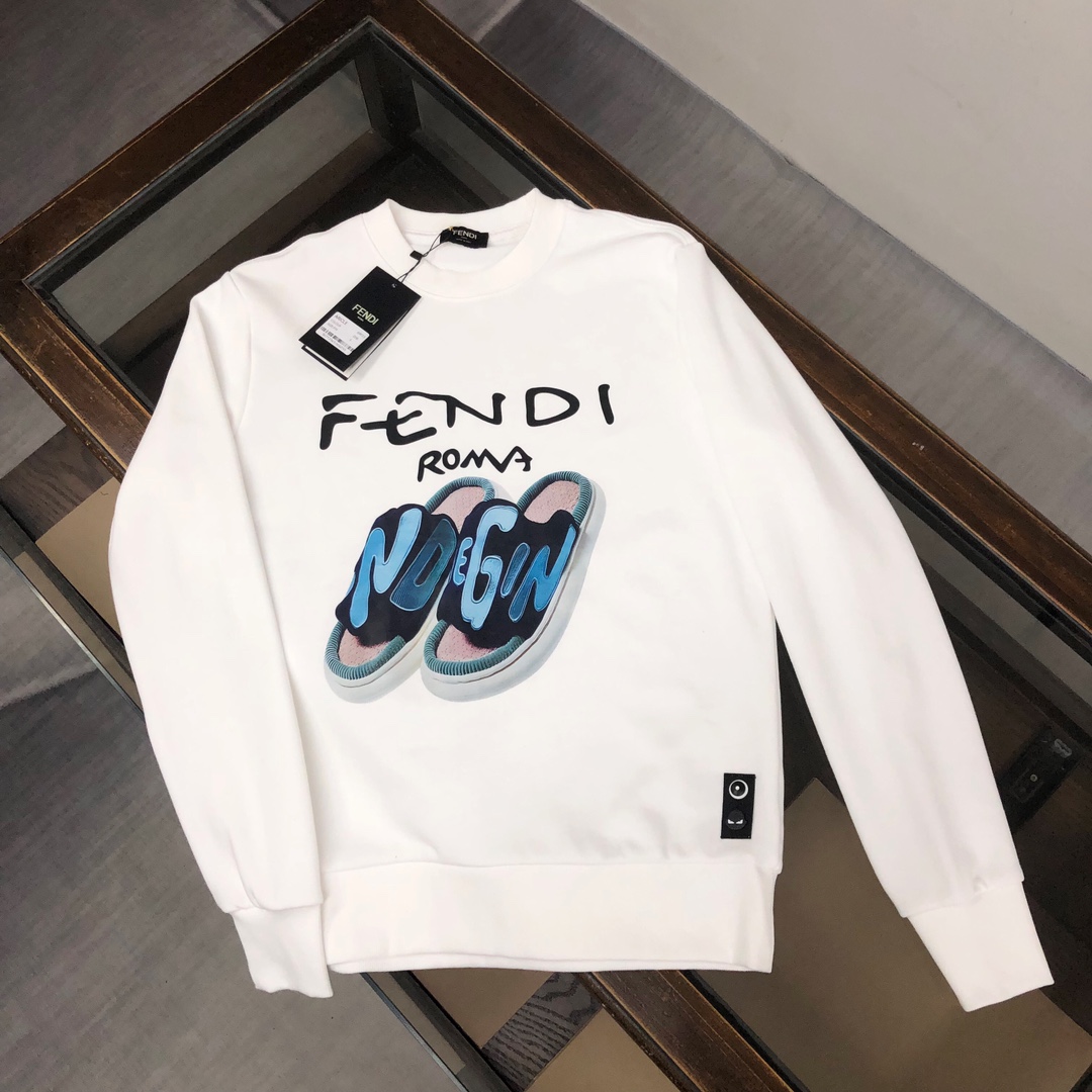 フェンディスウェット Tシャツ ト スーパーコピー FENDI オシャレ感満載の丸首プリントパーカー