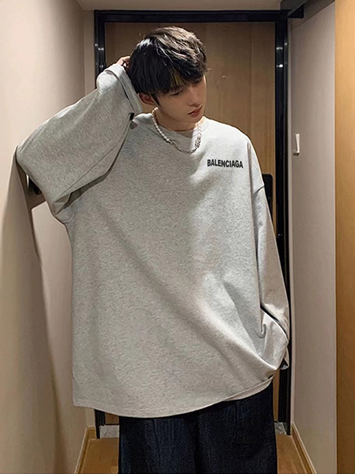 バレンシアガ 長袖 Tシャツ スーパーコピー BALENCIAGAプリント長袖Tシャツ、男女兼用
