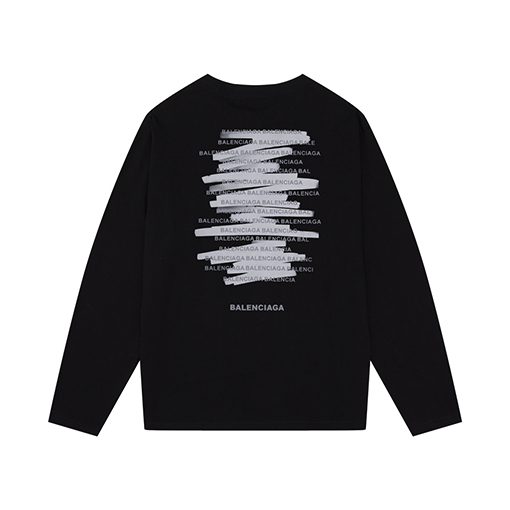 バレンシアガ 長袖 Tシャツ スーパーコピー BALENCIAGAプリント長袖Tシャツ、男女兼用