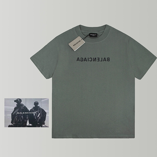バレンシアガ 短袖Tシャツ コピー BALENCIAGA逆さまのロゴがプリント 黑、緑、白、