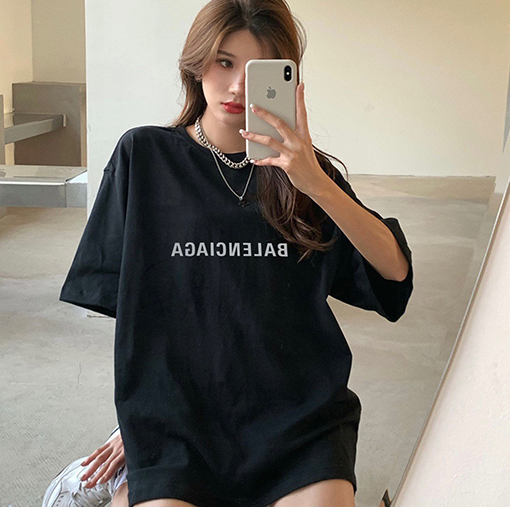 バレンシアガ 短袖Tシャツ コピー BALENCIAGA逆さまのロゴがプリント 黑、緑、白、