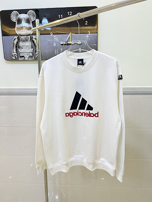 バレンシアガ x アディダス コラボ刺繍スウェット長袖 Tシャツ 大人気
