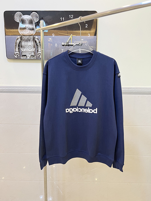 バレンシアガ x アディダス コラボ刺繍スウェット長袖 Tシャツ 大人気