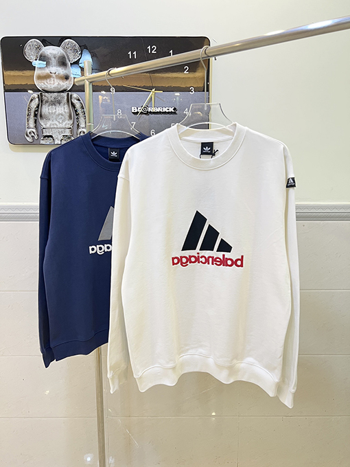 バレンシアガ x アディダス コラボ刺繍スウェット長袖 Tシャツ 大人気