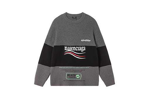 バレンシアガ ニットセータースーパーコピー Balenciaga 3種の異なる素材のウールを使用した3段階のパッチワークニットセーター