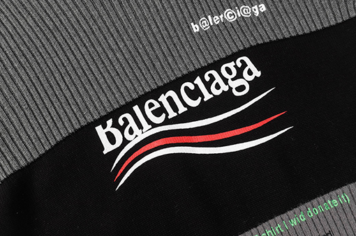 バレンシアガ ニットセータースーパーコピー Balenciaga 3種の異なる素材のウールを使用した3段階のパッチワークニットセーター