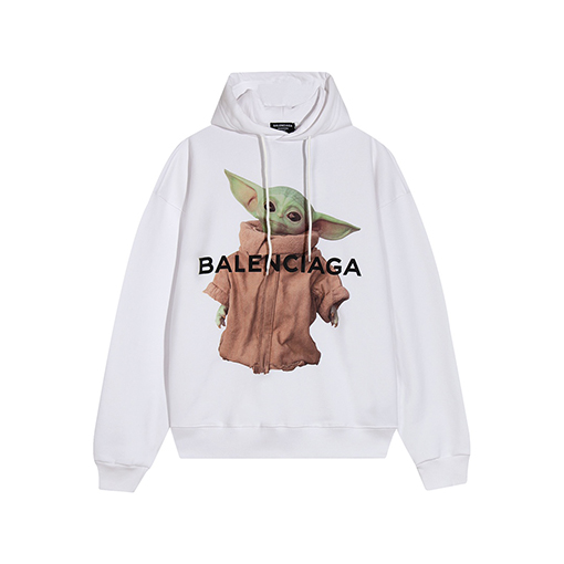 バレンシアガ  パーカー スーパーコピー BALENCIAGA  エイリアンのヨーダプリント連帽パーカー、克重520g、快適で厚みのある質感