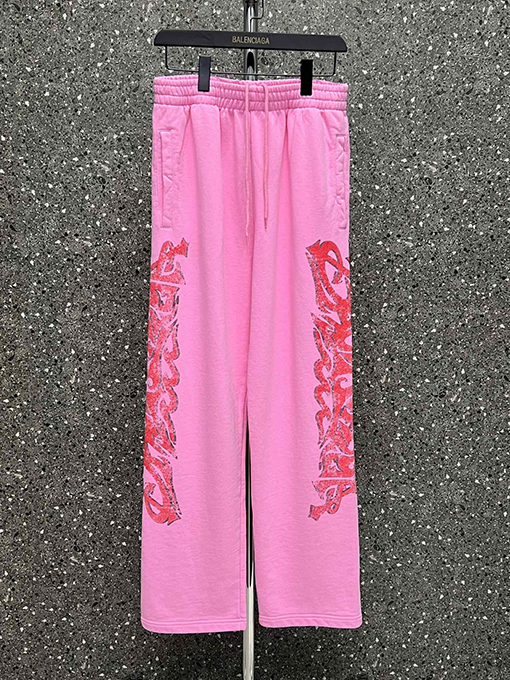 バレンシアガ   スウェットパンツ コピー BALENCIAGA   炎のグラフィティロゴレギンス、2色のウォータープリントロゴ