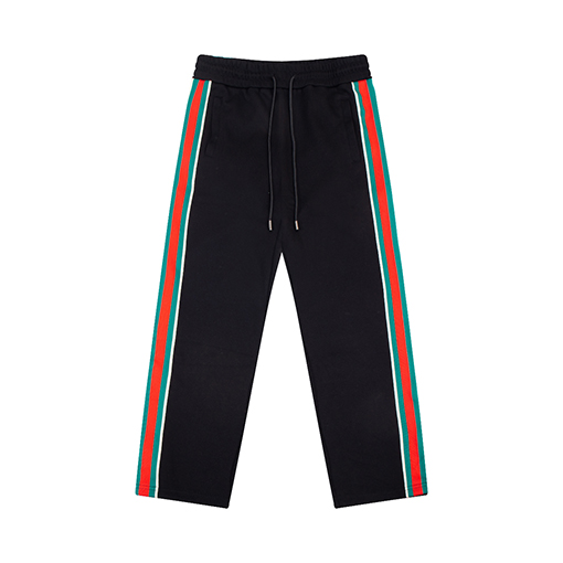 グッチ スウェットパンツ スーパーコピー GUCCI クラシックな赤緑ウェービングパッチ ボタン付きパンツレッグ カジュアルロングパンツ