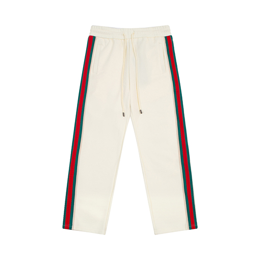 グッチ スウェットパンツ スーパーコピー GUCCI クラシックな赤緑ウェービングパッチ ボタン付きパンツレッグ カジュアルロングパンツ
