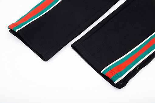 グッチ スウェットパンツ スーパーコピー GUCCI クラシックな赤緑ウェービングパッチ ボタン付きパンツレッグ カジュアルロングパンツ