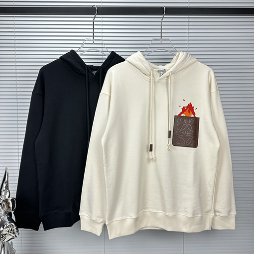 ロエベ パーカー スーパーコピー LOEWE 刺繍パッチポケットカップルフーディー