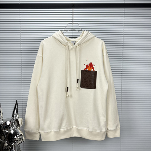 ロエベ パーカー スーパーコピー LOEWE 刺繍パッチポケットカップルフーディー