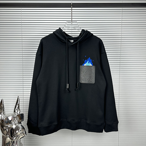 ロエベ パーカー スーパーコピー LOEWE 刺繍パッチポケットカップルフーディー