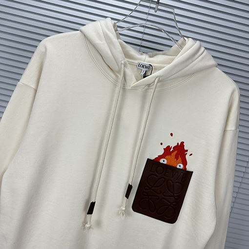 ロエベ パーカー スーパーコピー LOEWE 刺繍パッチポケットカップルフーディー