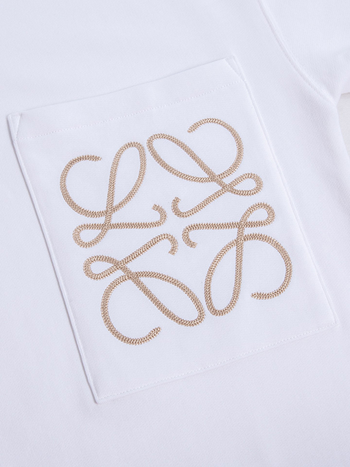 ロエベ スウェットTシャツ コピー ロゴ刺繍の大きなポケット付きソリッドカラーラウンドネックスウェットシャツ