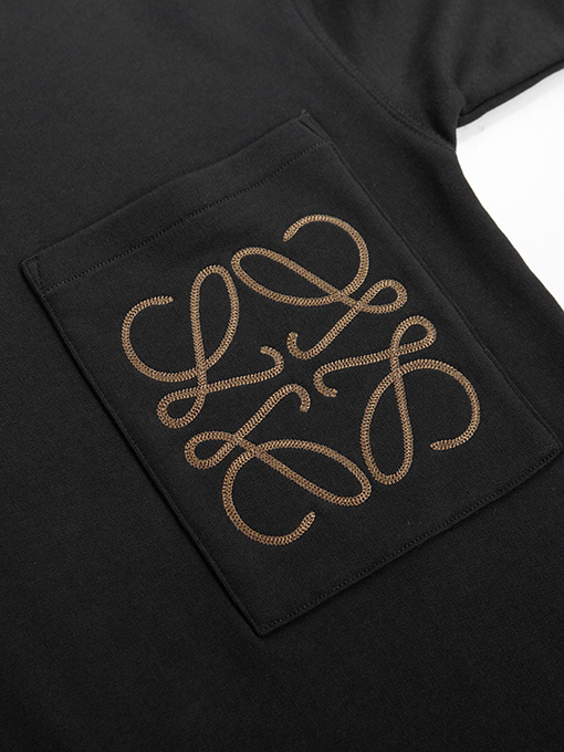 ロエベ スウェットTシャツ コピー  ロゴ刺繍の大きなポケット付きソリッドカラーラウンドネックスウェットシャツ