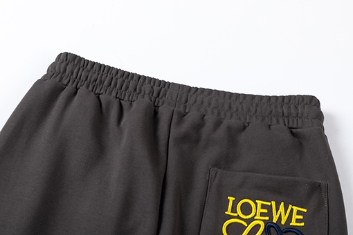 ロエベ ウェットパンツ LOEWE コピー 後ろポケットのなロゴ刺繍コットンカジュアルロングパンツ