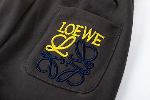 ロエベ ウェットパンツ LOEWE コピー 後ろポケットのなロゴ刺繍コットンカジュアルロングパンツ