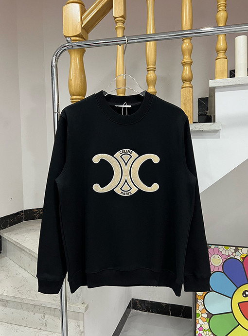 セリーヌ スウェットTシャツ CELINEコピー ロゴ刺繍入りのシンプルでエレガントなラウンドネックセーター