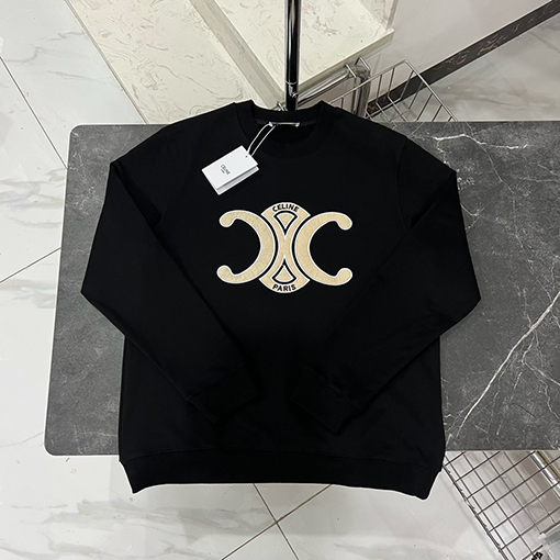 セリーヌ スウェットTシャツ CELINEコピー ロゴ刺繍入りのシンプルでエレガントなラウンドネックセーター