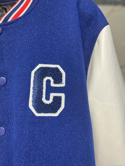 セリーヌ ジャケットCELINE 刺繍ロゴとレザースリーブのベースボールジャケット