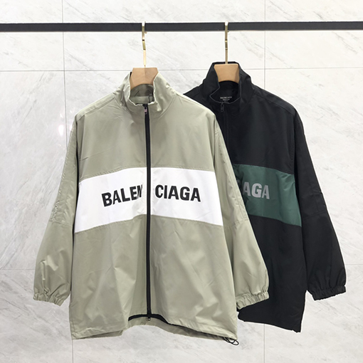 バレンシアガ アウター BALENCIAGA コピー パッチワーク スプライスとスタンドカラーのフルジップジャケット アウター