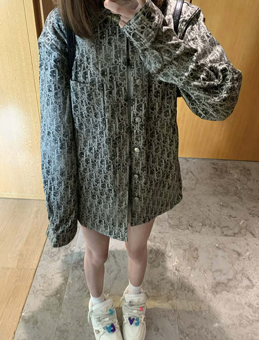 ディオール ジャケット スーパーコピー DIORグリッターとゴールドのラメオブリークプリント