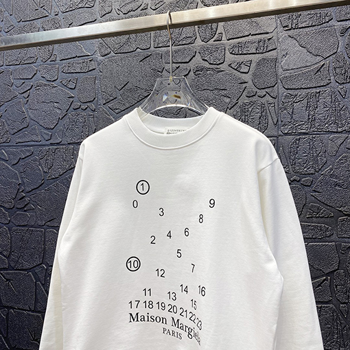 マルタンマルジェラ  スウェットTシャツ コピー  Maison Margiela  数字 スウェット長袖 Tシャツ