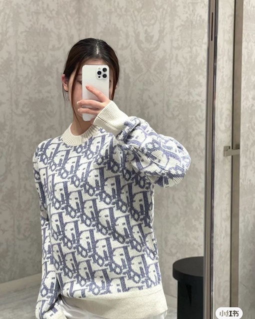 ディオール ニットセーター スーパーコピー DIOR ヴィンテージフラワーエンブロイダリーウールニットセーター