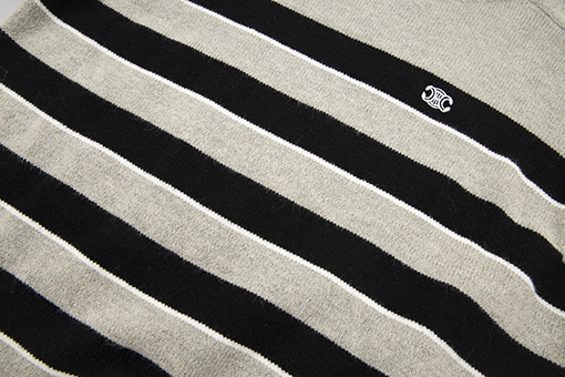 セリーヌ セーター CELINEスーパーコピー 刺繍ストライプインサートショルダーセーター