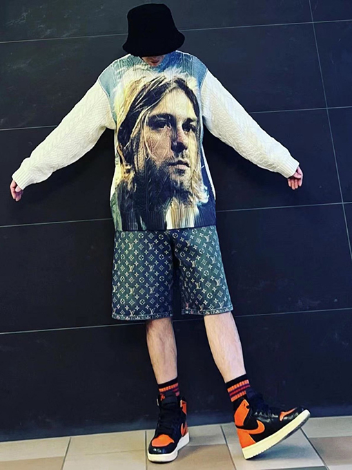 シュプリームセータースーパーコピー コーブン人物デザインのアラン編みセーター SUPREME 23SS KURT COBAIN SWEATER