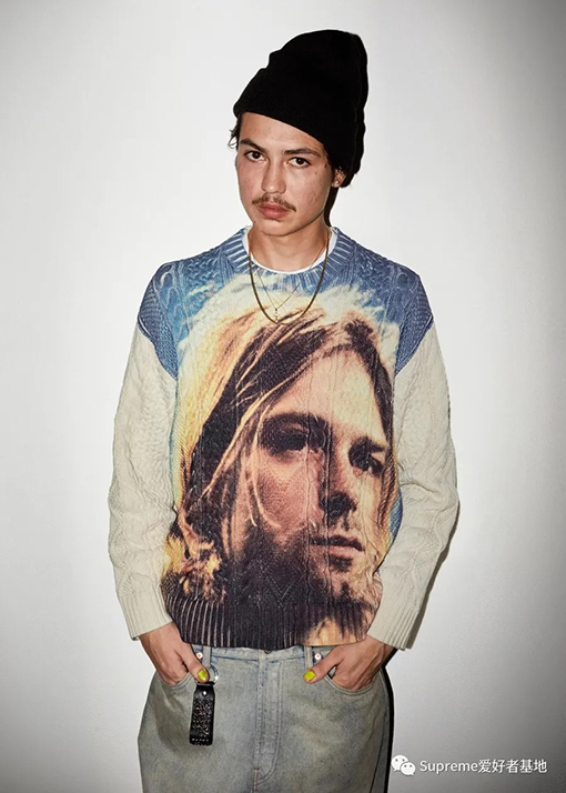 シュプリームセータースーパーコピー コーブン人物デザインのアラン編みセーター SUPREME 23SS KURT COBAIN SWEATER