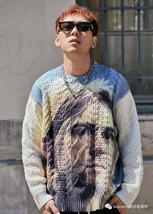 シュプリームセータースーパーコピー コーブン人物デザインのアラン編みセーター SUPREME 23SS KURT COBAIN SWEATER