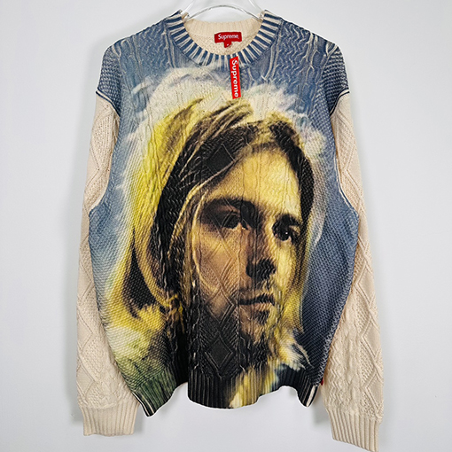 シュプリームセータースーパーコピー コーブン人物デザインのアラン編みセーター SUPREME 23SS KURT COBAIN SWEATER