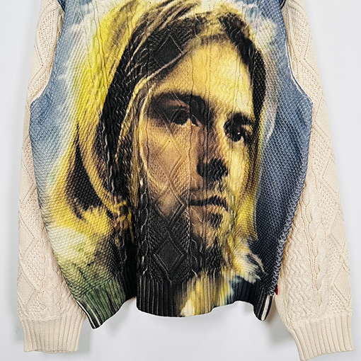 シュプリームセータースーパーコピー コーブン人物デザインのアラン編みセーター SUPREME 23SS KURT COBAIN SWEATER