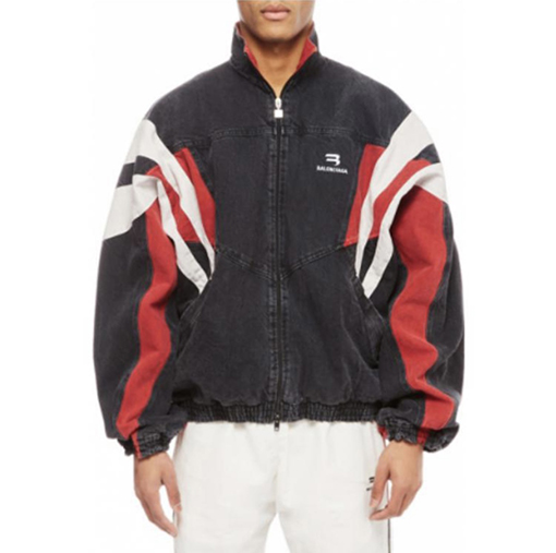 バレンシアガ ジャケット スーパーコピー BALENCIAGA カラーブロック立ち襟デニムジャケット - スタイルと快適さの融合