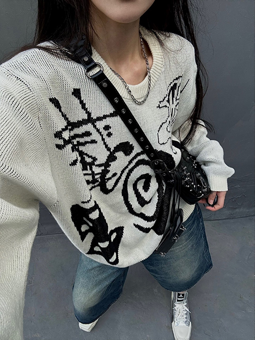 ナイキ X ステューシースーパーコピー 蚊香漩渦ロゴとサイコロ模様のセーター