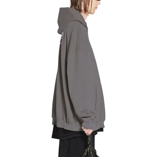 バレンシアガ パーカー FW22クラシックコーラロゴデザインのダメージ加工ルーズフィットスウェット - グレー