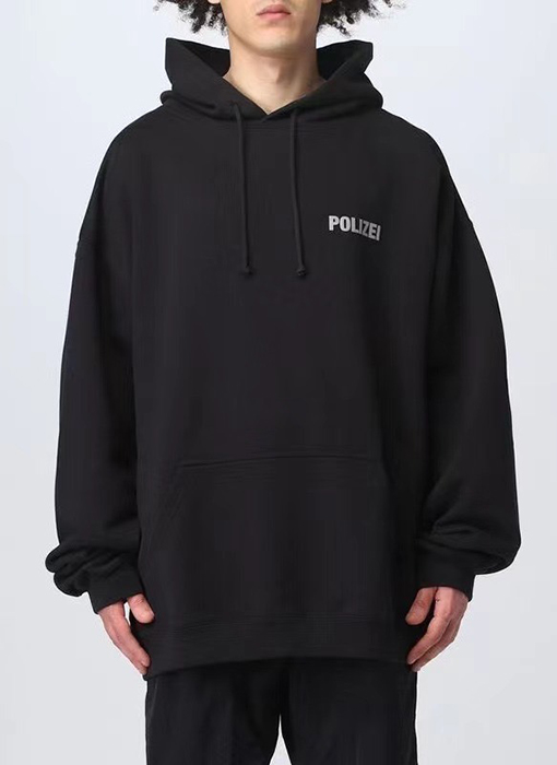ヴェトモン パーカースーパーコピー VETEMENTS POLIZEI プリント入り 裏起毛 フードつき スウェットシャツ