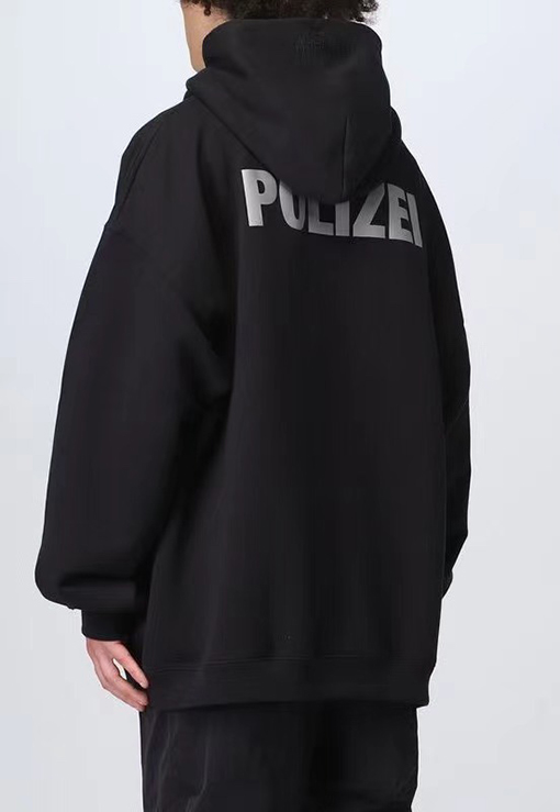 ヴェトモン パーカースーパーコピー VETEMENTS POLIZEI プリント入り 裏起毛 フードつき スウェットシャツ