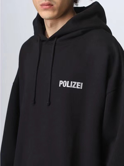 ヴェトモン パーカースーパーコピー VETEMENTS POLIZEI プリント入り 裏起毛 フードつき スウェットシャツ