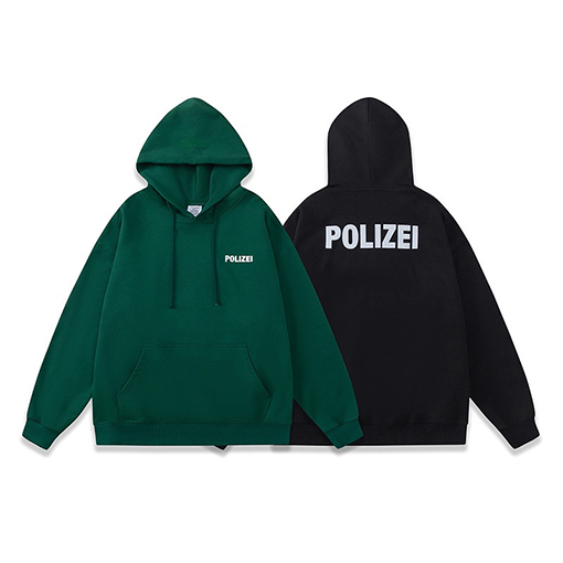 ヴェトモン パーカースーパーコピー VETEMENTS POLIZEI プリント入り 裏起毛 フードつき スウェットシャツ