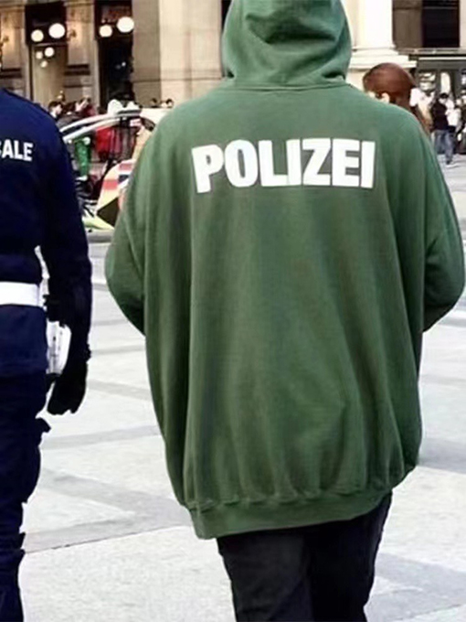 ヴェトモン パーカースーパーコピー VETEMENTS POLIZEI プリント入り 裏起毛 フードつき スウェットシャツ
