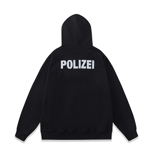 ヴェトモン パーカースーパーコピー VETEMENTS POLIZEI プリント入り 裏起毛 フードつき スウェットシャツ